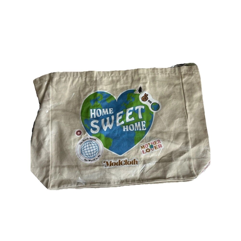 Boho Modcloth Mother Earth Heart Bag with handles Canvas Tote NEW Beach Travel